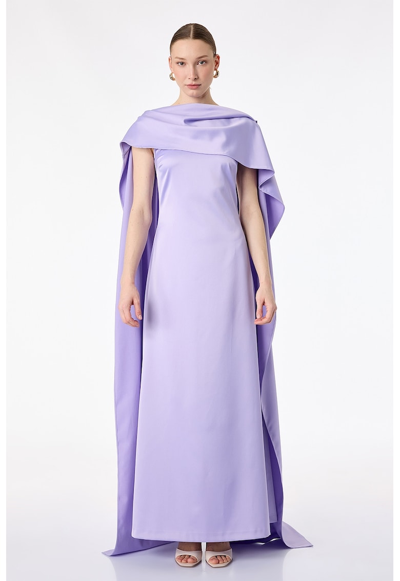 Rochie lunga cu capa in exterior - Albastru lavanda