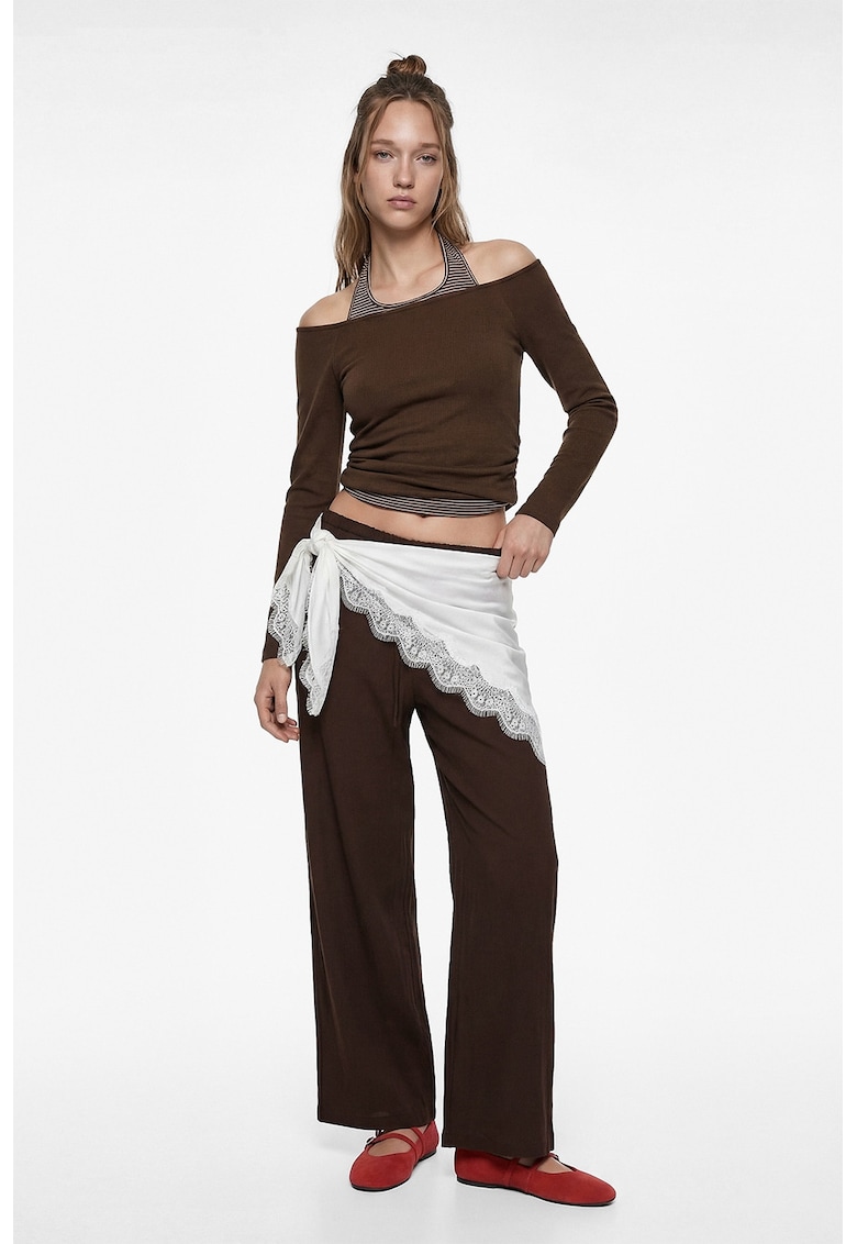 Pantaloni uni relaxed fit - Maro inchis