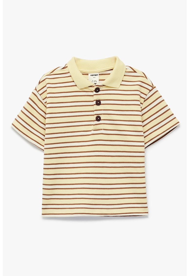 Tricou polo cu model in dungi - Maro nisip