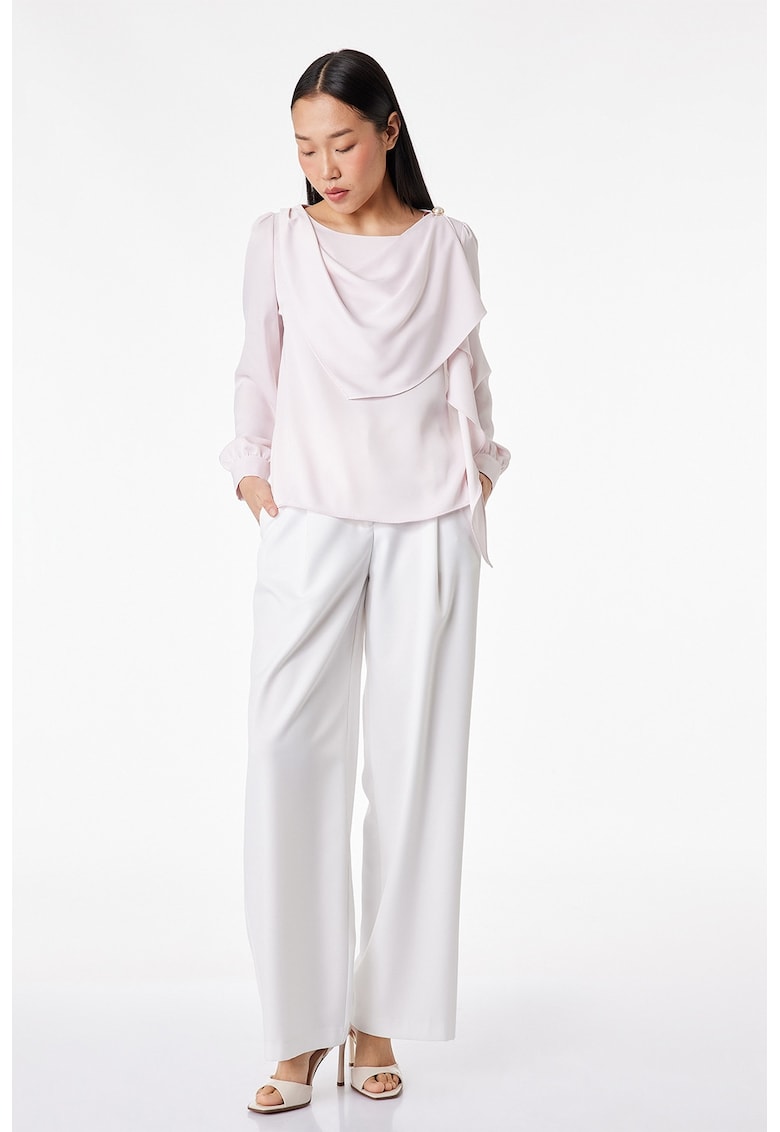Bluza uni cu volane - Roz pal