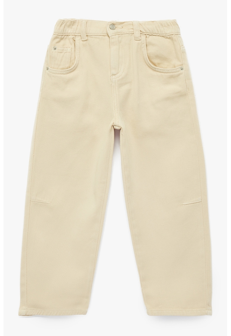 Pantaloni balloon fit din bumbac - Bej deschis