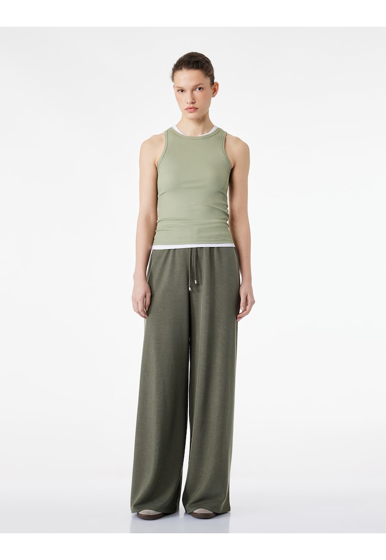 Pantaloni dn amestec de modal cu croiala ampla - Kaki inchis