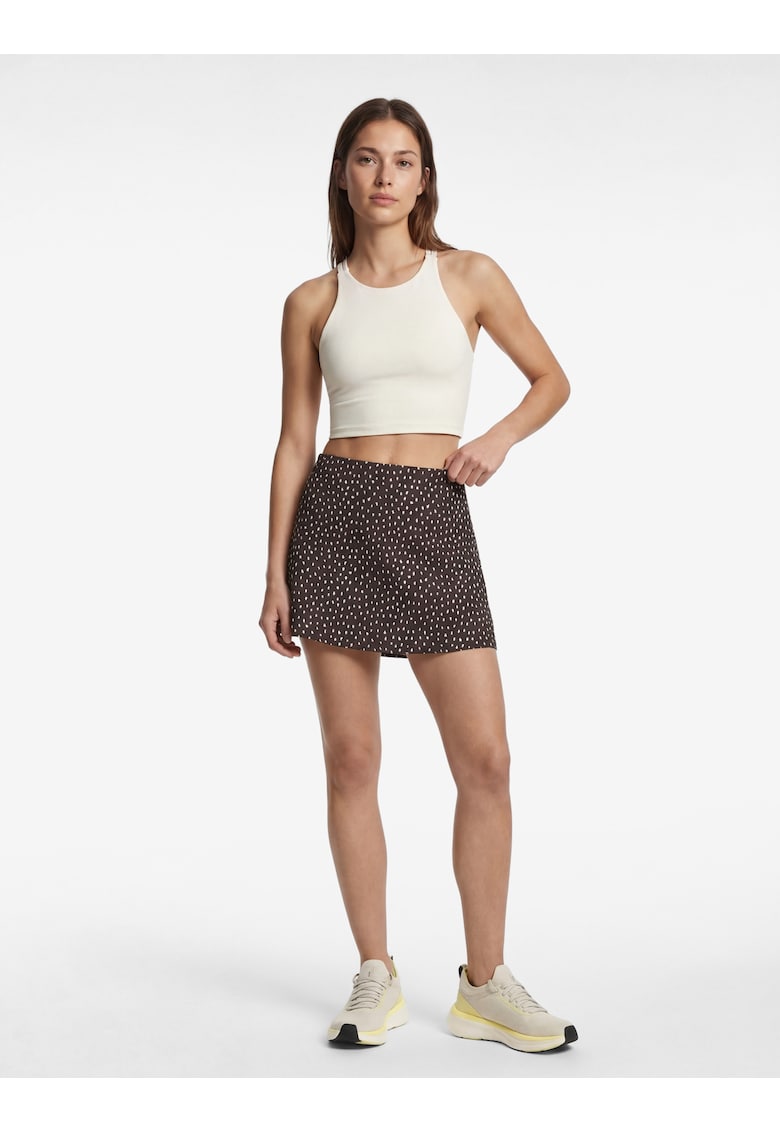 Fusta slim fit cu pantaloni scurti interiori - Maro inchis/Alb murdar