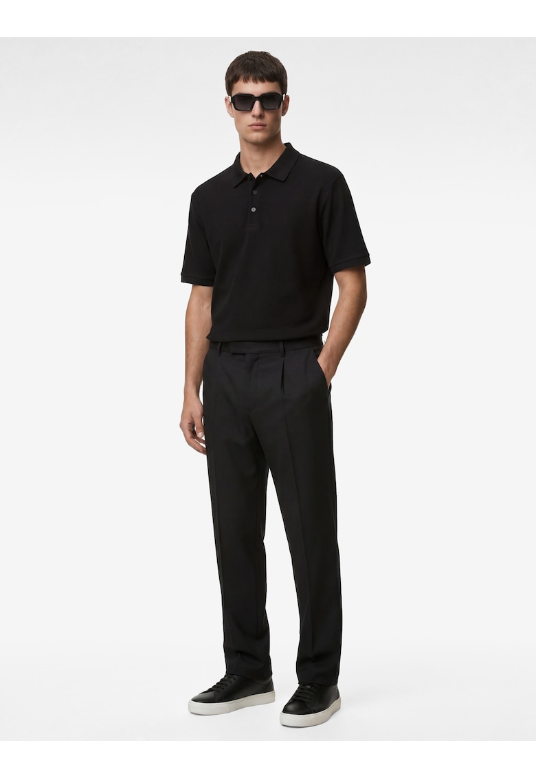 Tricou polo cu aspect texturat - Negru