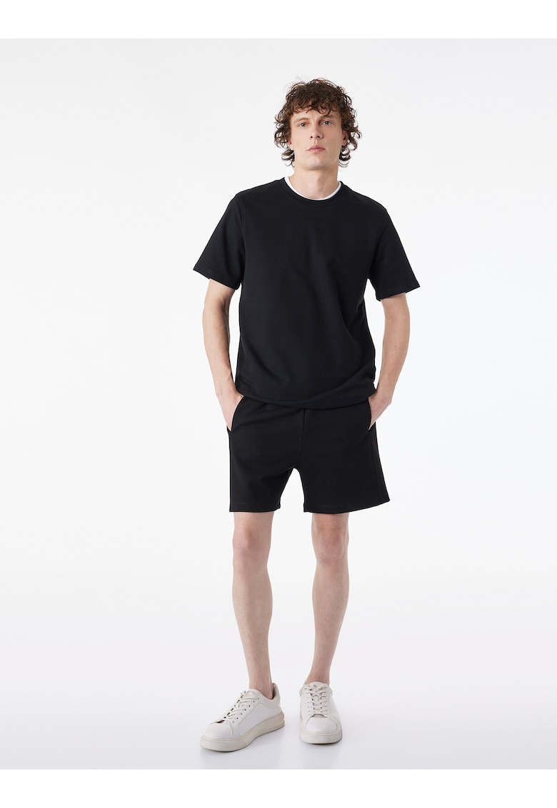 Tricou cu decolteu la baza gatului - Gri antracit