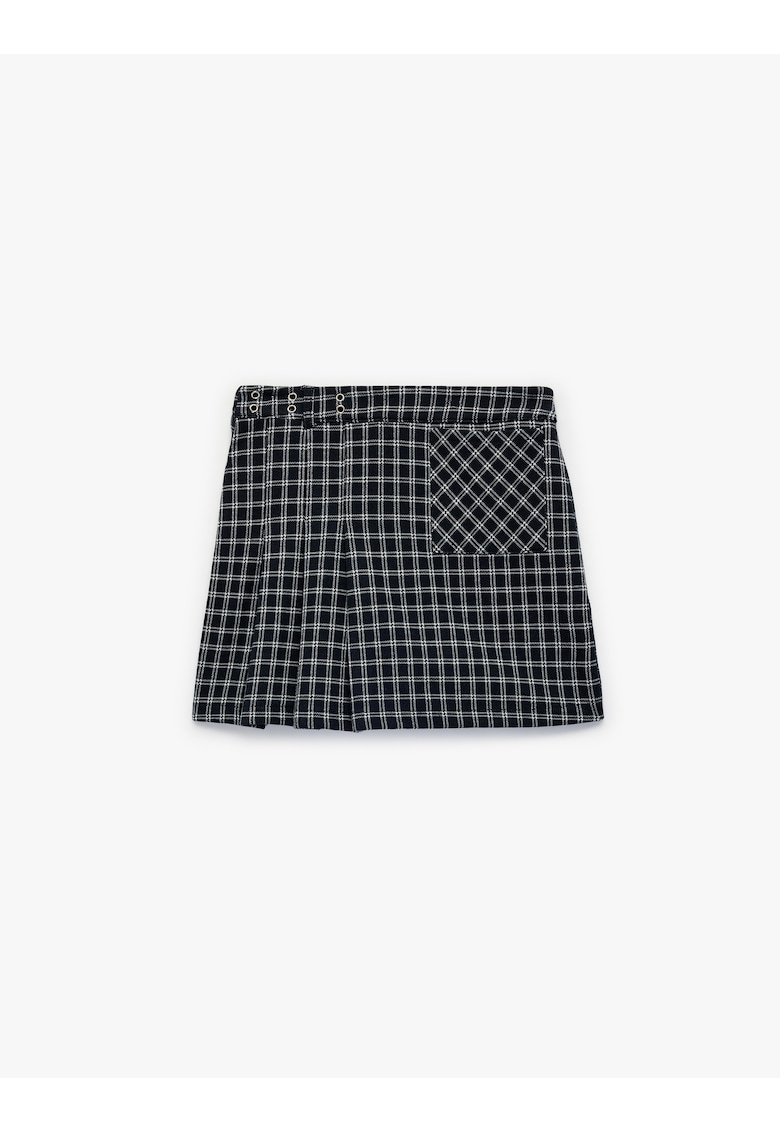Fusta-pantalon in carouri - Alb/Albastru ultramarin