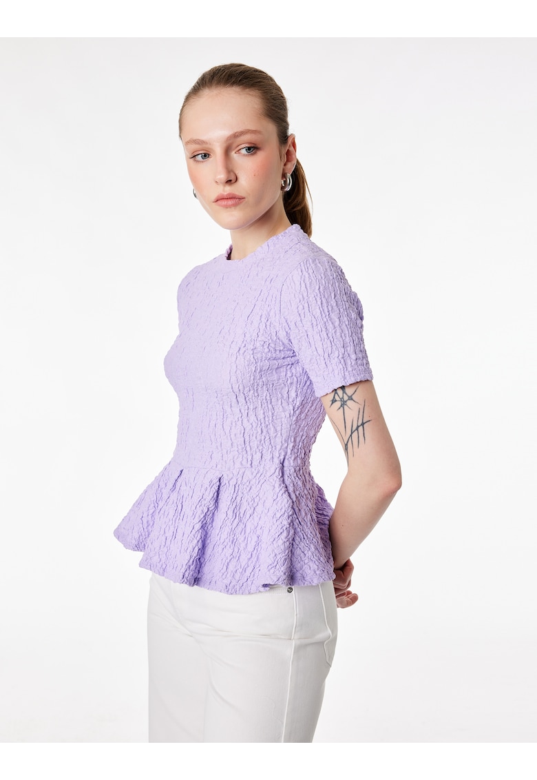 Bluza texturata cu terminatie peplum - Lila