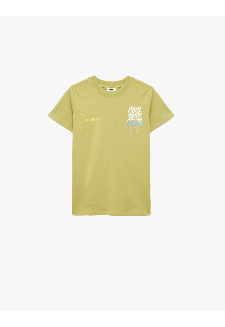 Tricou din bumbac cu imprimeu grafic - Alb/Albastru pastel/Galben pai/Verde fistic