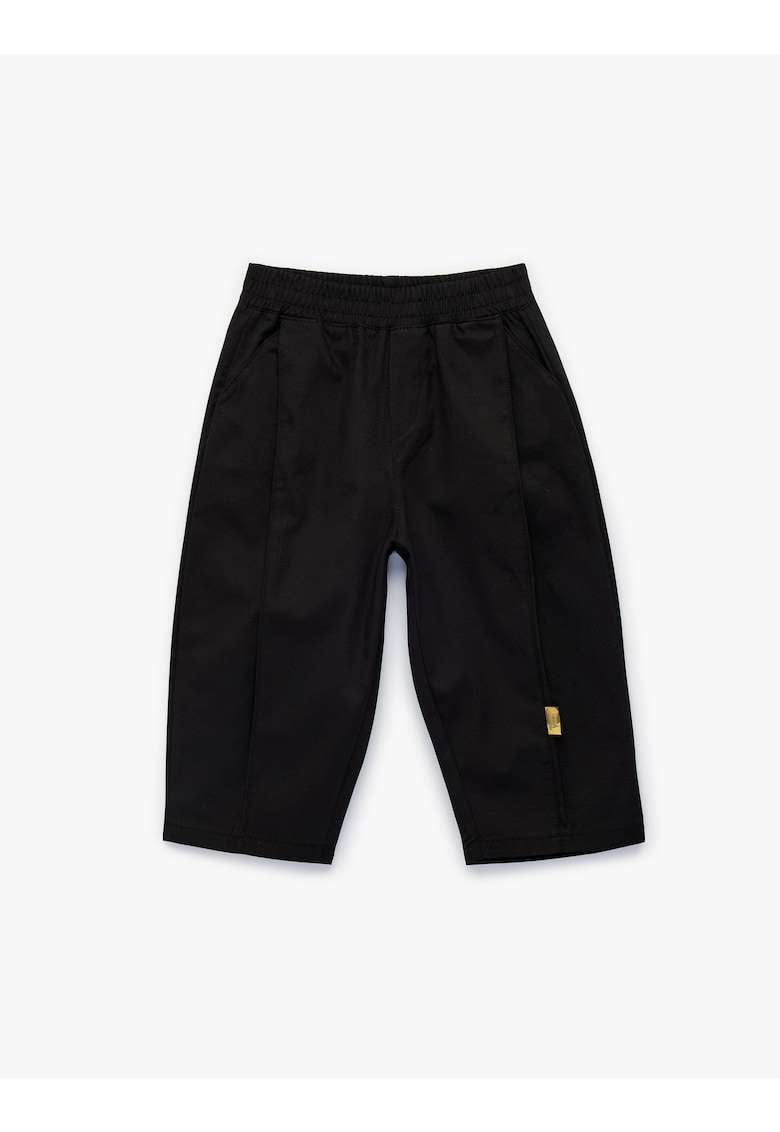 Pantaloni relaxed fit de bumbac cu pensa - Negru