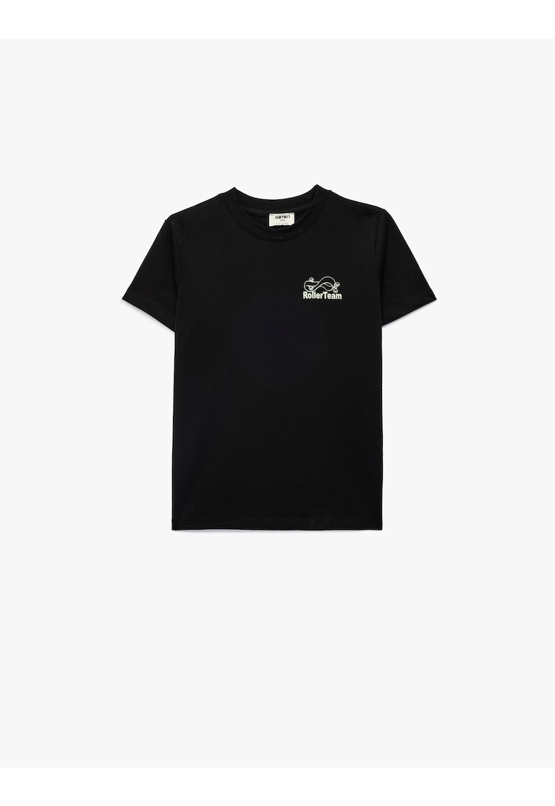 Tricou din bumbac cu imprimeu pe partea din spate - Alb/Negru