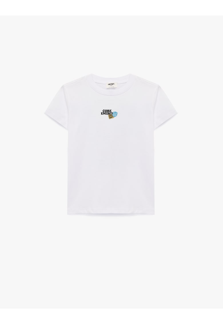 Tricou regular-fit cu imprimeu pe partea din spate - Alb/Negru/Albastru deschis/Galben mustar