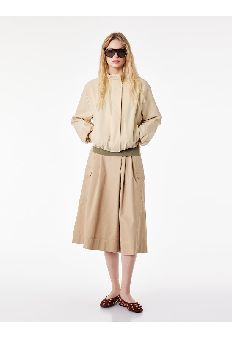 Pantaloni culotte din bumbac cu croiala cargo - Bej deschis