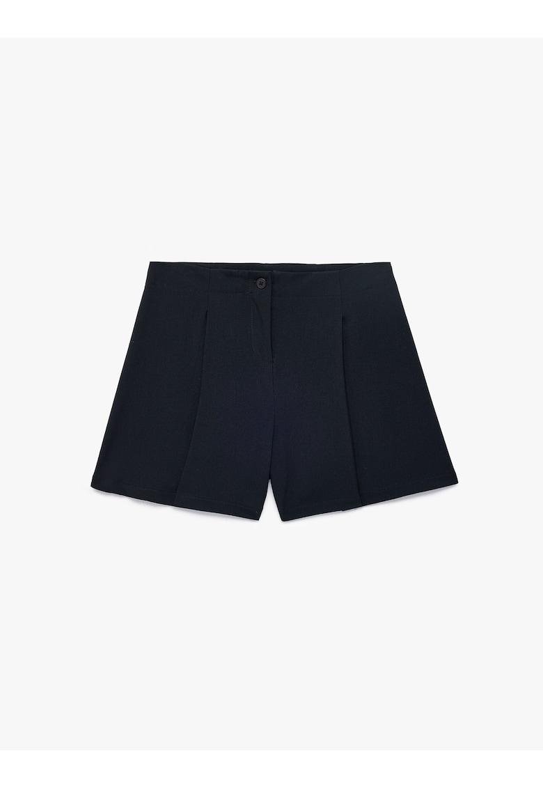 Pantaloni scurti cu pliuri si model uni - Albastru ultramarin