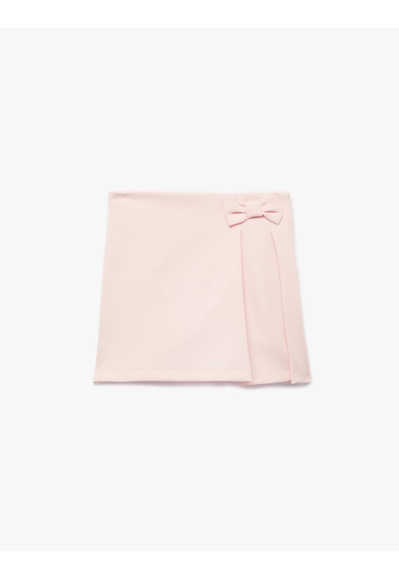 Fusta-pantalon scurta cu aplicatie funda si model uni - Roz pastel