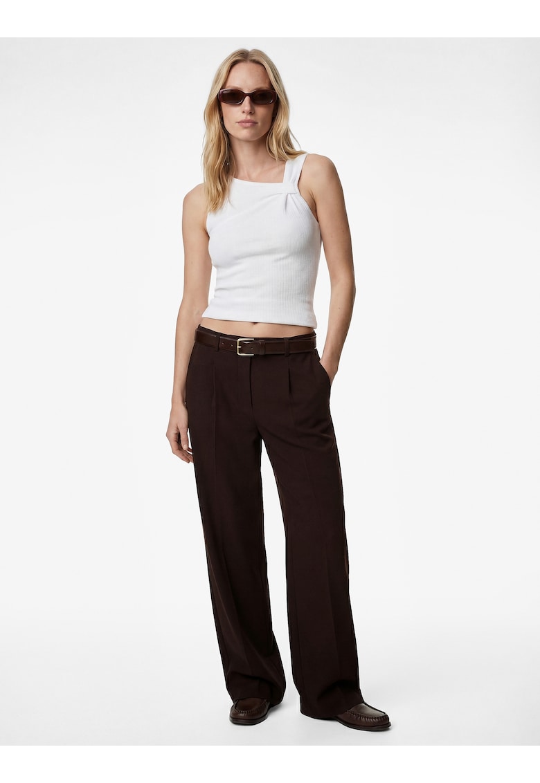 Top crop cu fronseuri - Alb