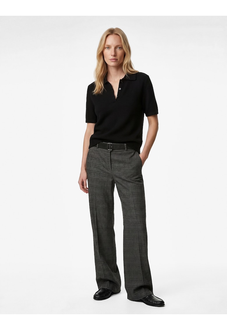 Pantaloi slim-fit cu model in carouri - Gri inchis