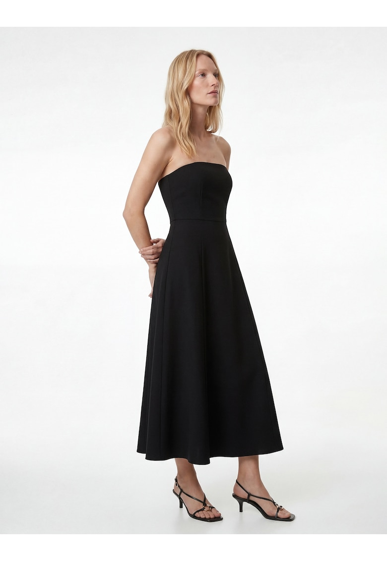 Rochie evazata fara bretele - Negru
