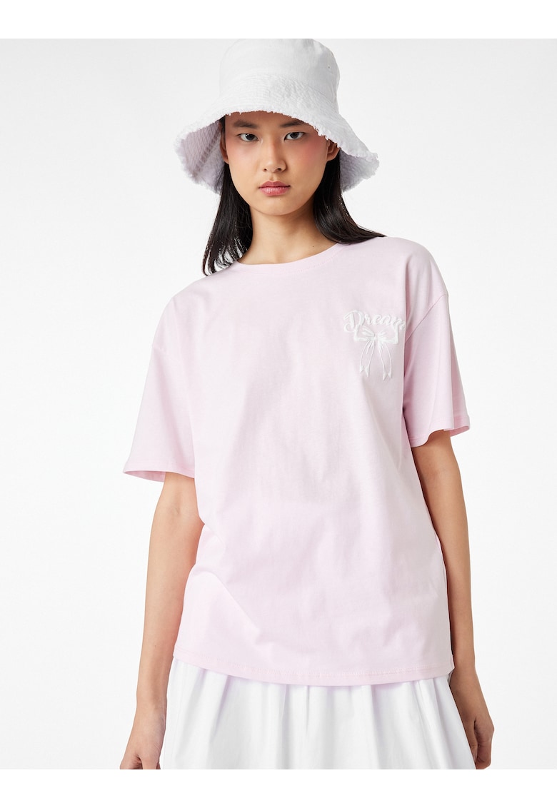 Tricou din bumbac cu imprimeu - Alb/Roz deschis