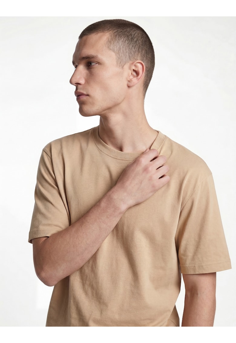 Tricou regular fit din bumbac - Maro nisip