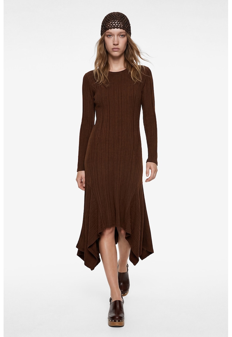 Rochie asimetrica striata - Maro pamantiu