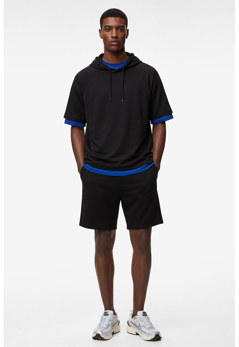 Pantaloni scurti de trening regular fit - Negru