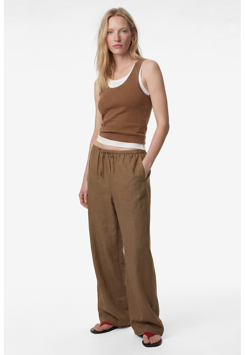 Pantaloni amplai din amestec de modal - Maro pamantiu