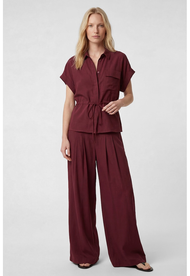 Pantaloni ampli cu plirui - din amestec de modal - Rosu