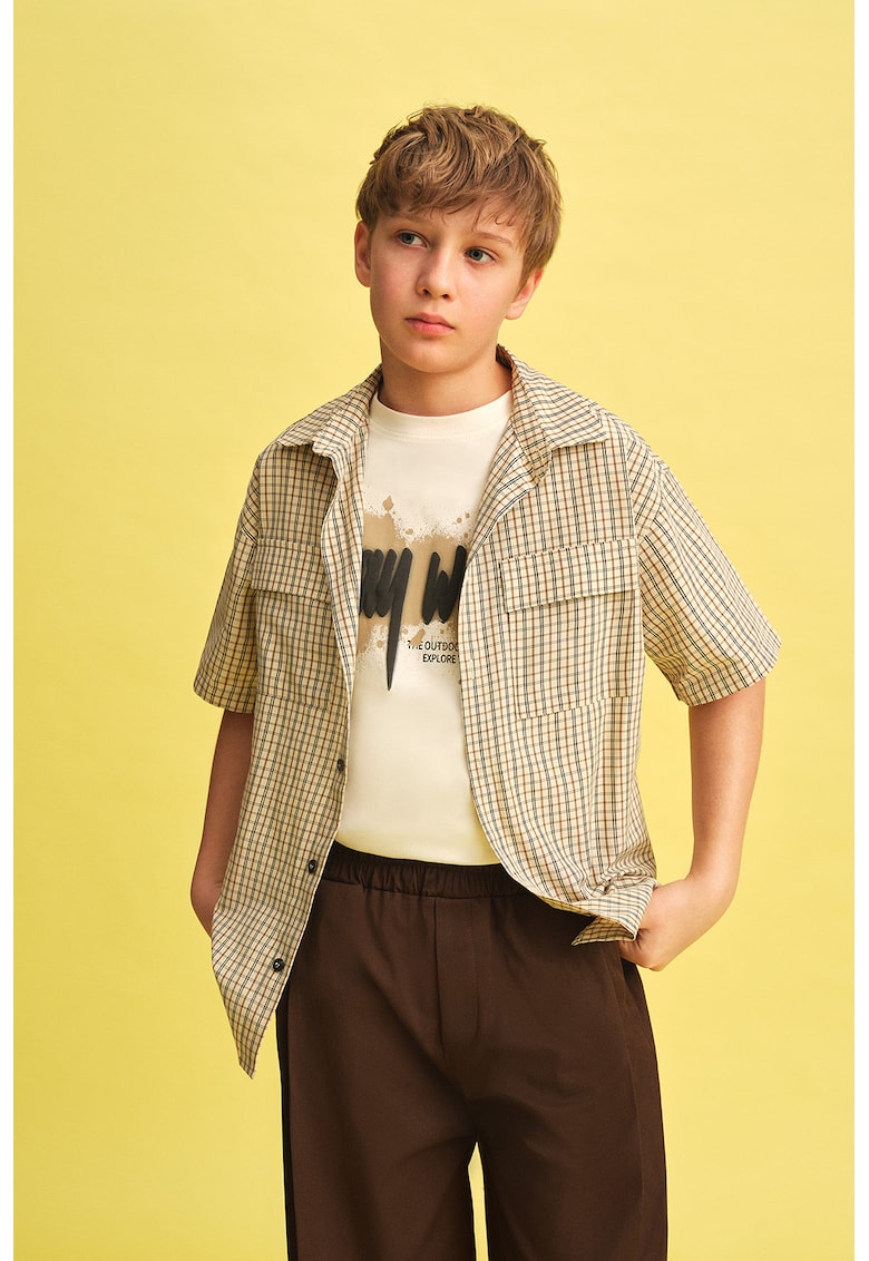 Tricou de bumbac cu imprimeu - Galben pal