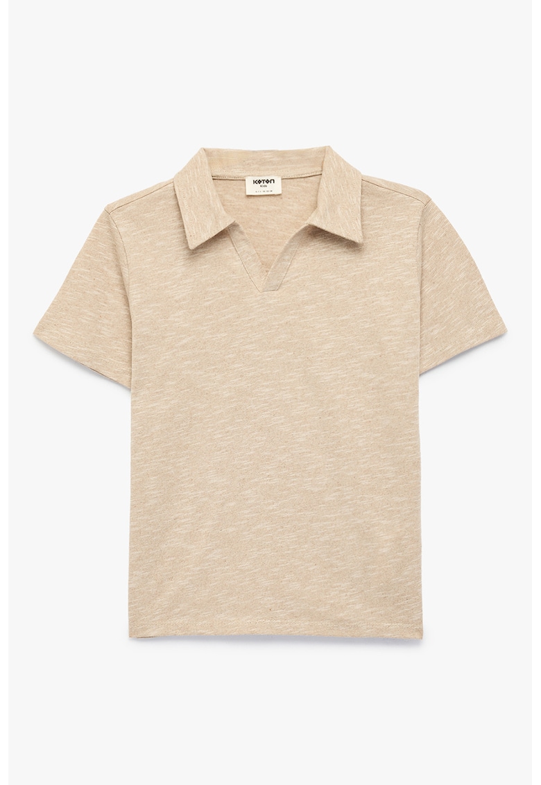 Tricou polo din amestec de bumbac - Bej melange