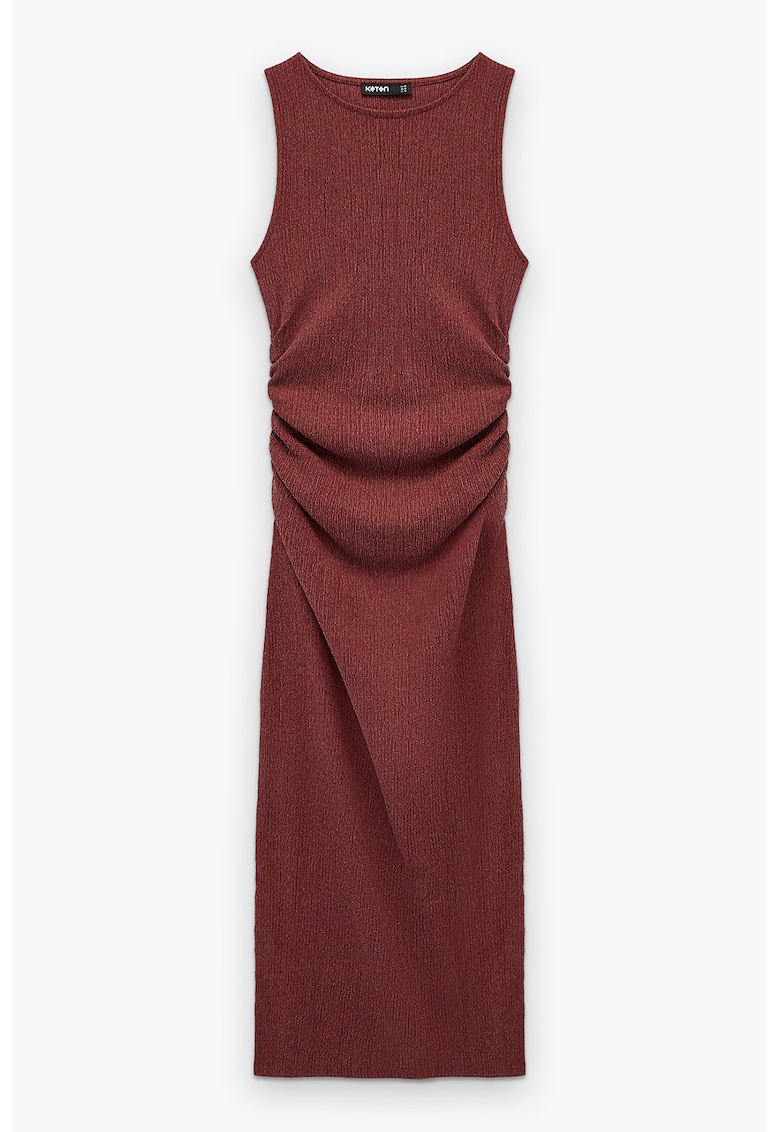 Rochie midi cu aspect stralucitor - Rosu stins