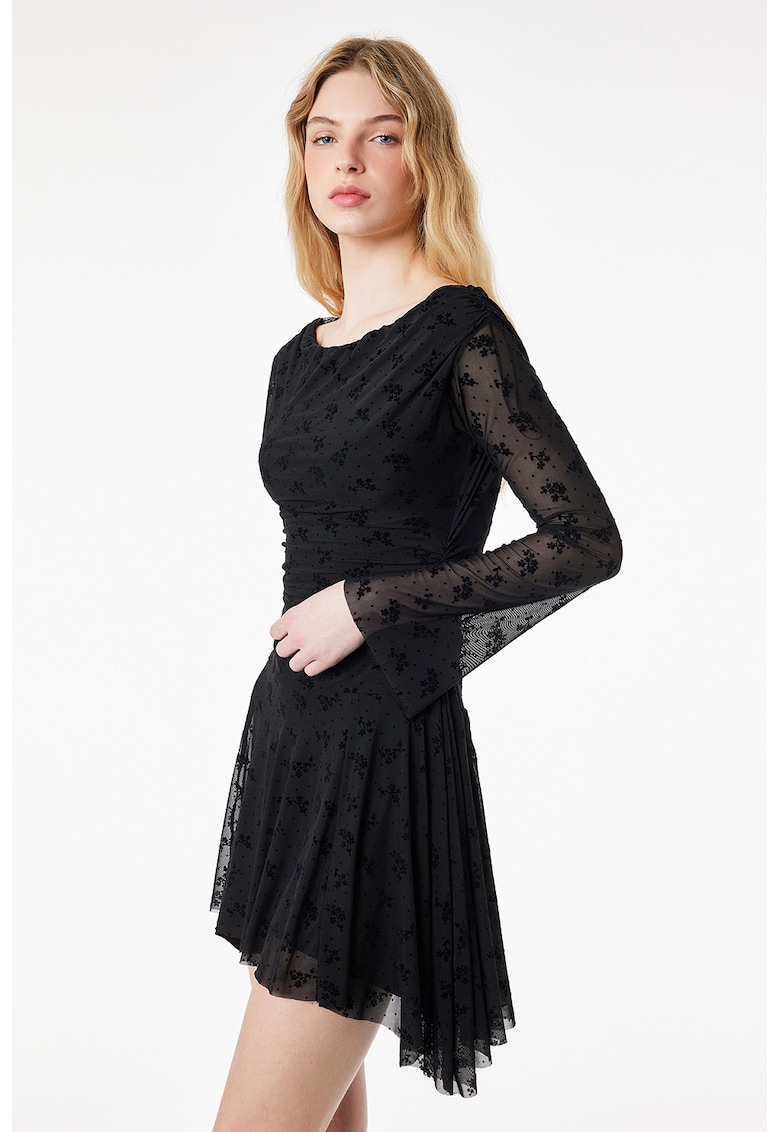 Rochie cu maneci semitransparente - Negru