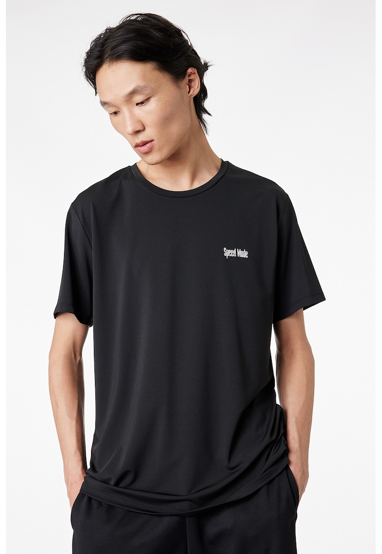 Tricou lejer cu imprimeu pe spate - Negru