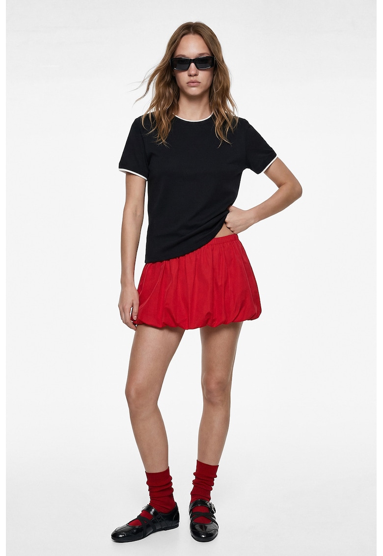 Tricou uni din bumbac si modal - Negru