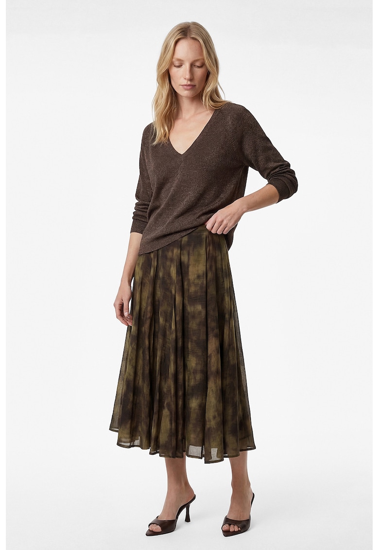 Rochie evazata cu model tie-dye - Verde padure