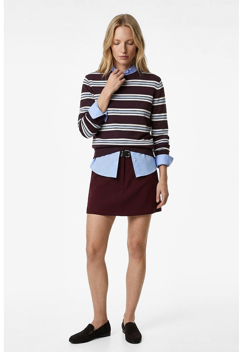 Fusta-pantalon mini uni cu talie medie - Rosu inchis