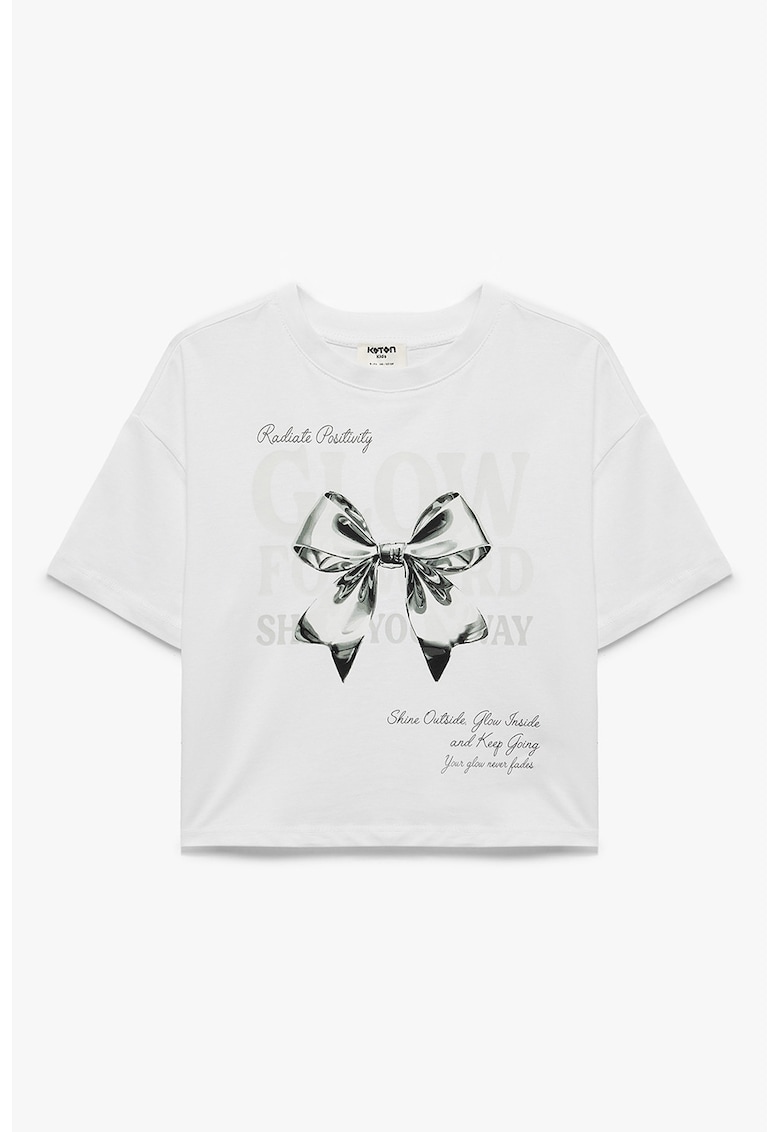 Tricou cu imprimeu grafic - Negru stins/Alb optic
