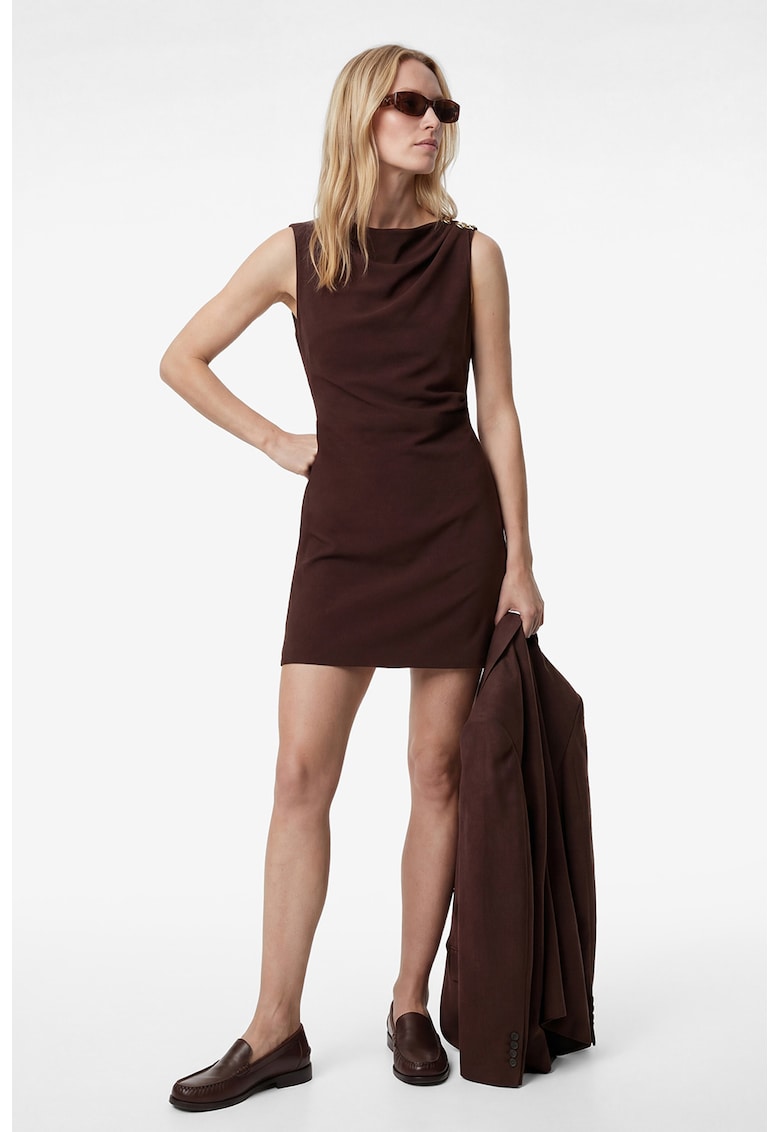 Rochie mini drapata - Maro pamantiu