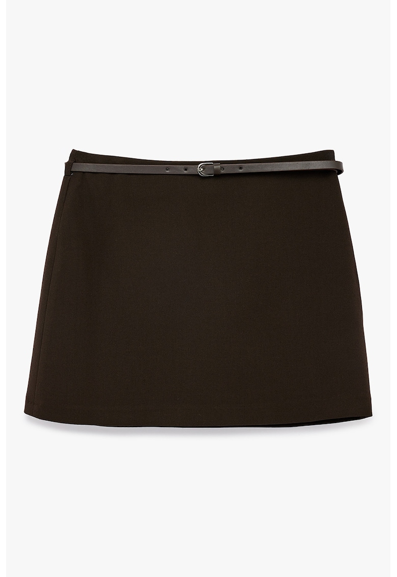 Fusta-pantalon mini cu o curea - Negru