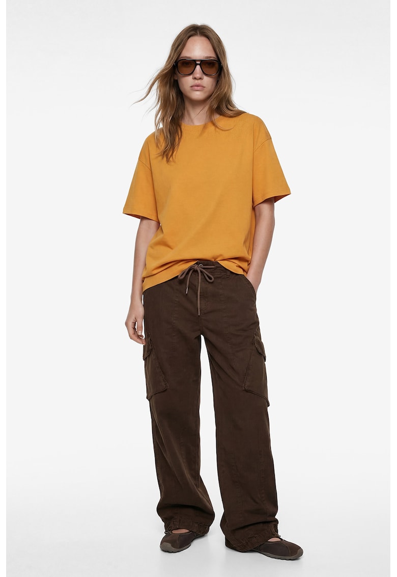 Tricou lejer de bumbac - Portocaliu mandarina