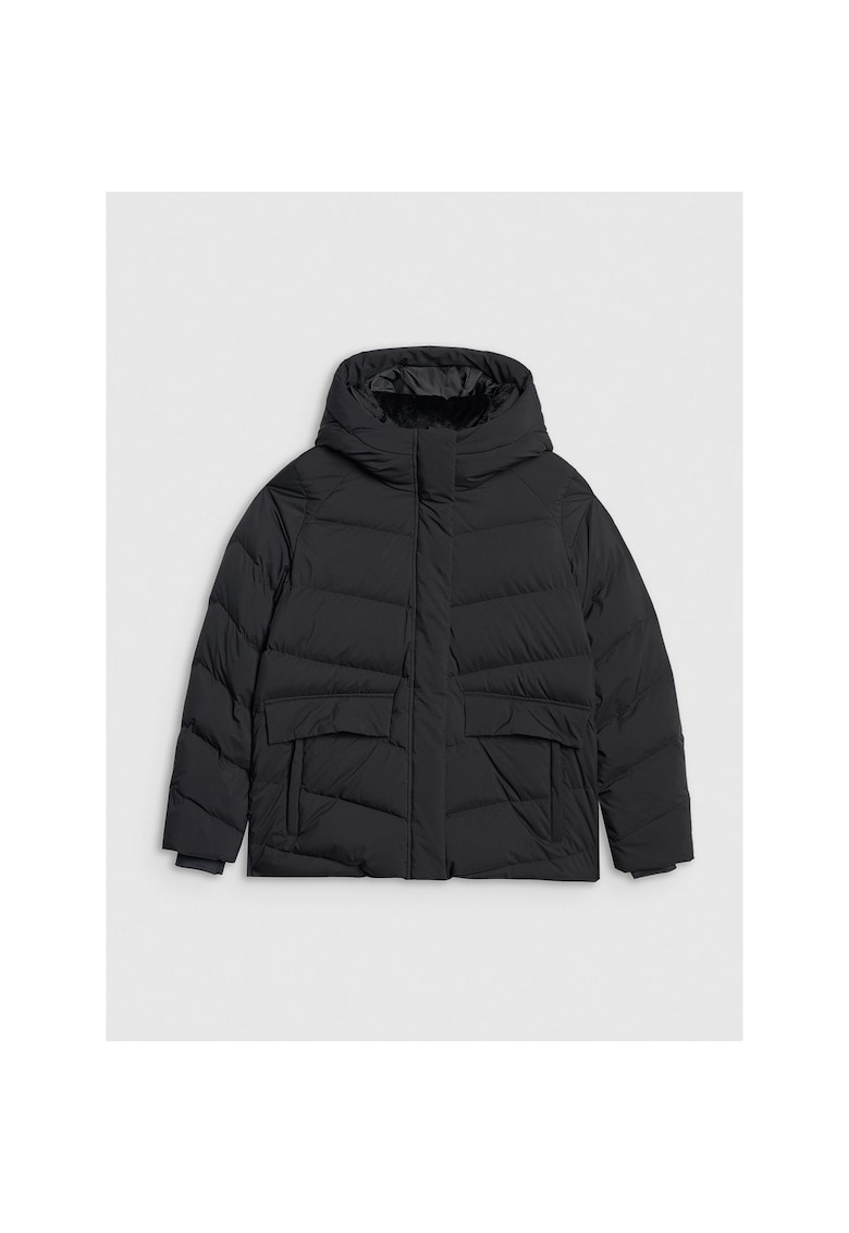 Geaca de puf pentru femei negru - XL - umplutura naturala - impermeabila