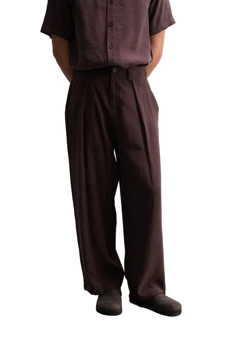 Pantaloni pentru barbati - Maro inchis - Modal/Poliester - Talie inalta -