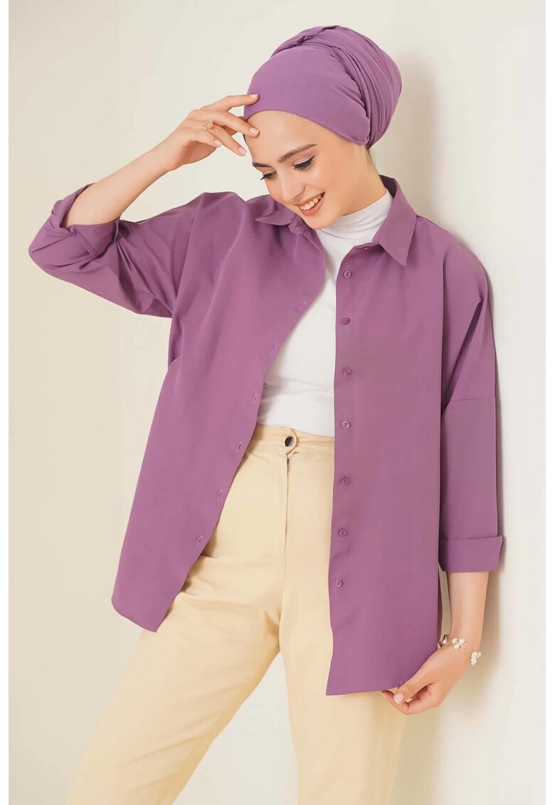 Camasi dama - Relaxed Fit - mov lila - bumbac