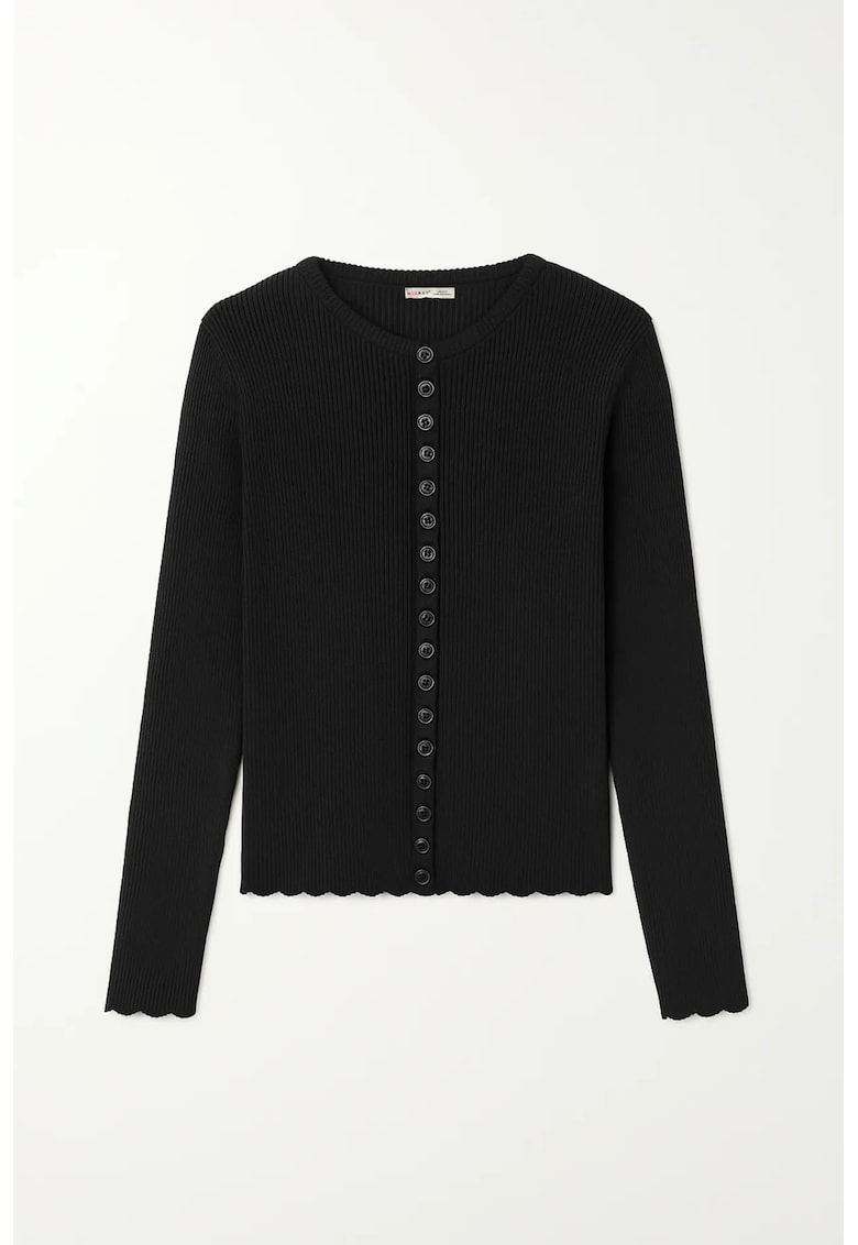 Cardigan - tricotat - negru - 100% poliester - cu nasturi