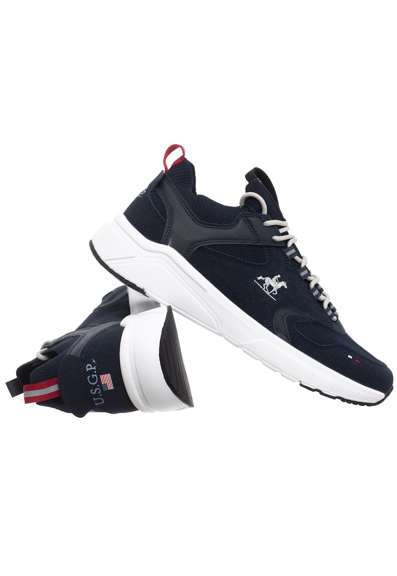 Pantofi sport cu insertii din material textil - Bleumarin