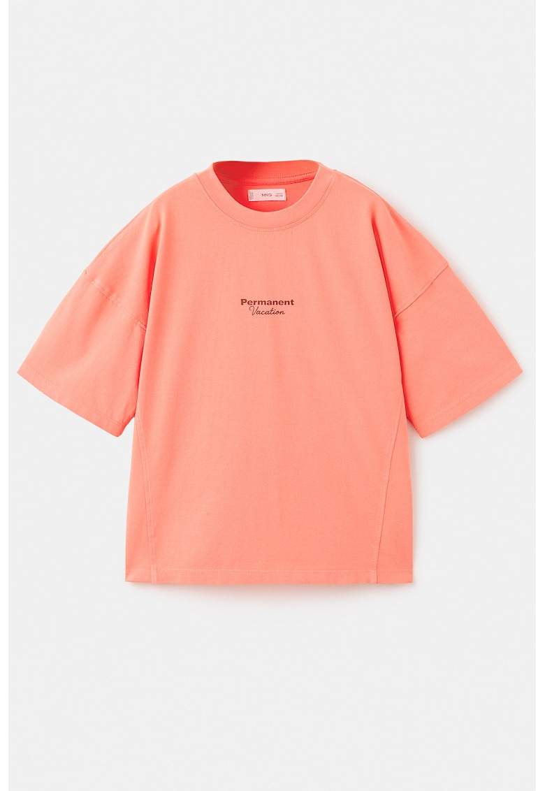 Tricou lejer cu imprimeu text - Coral