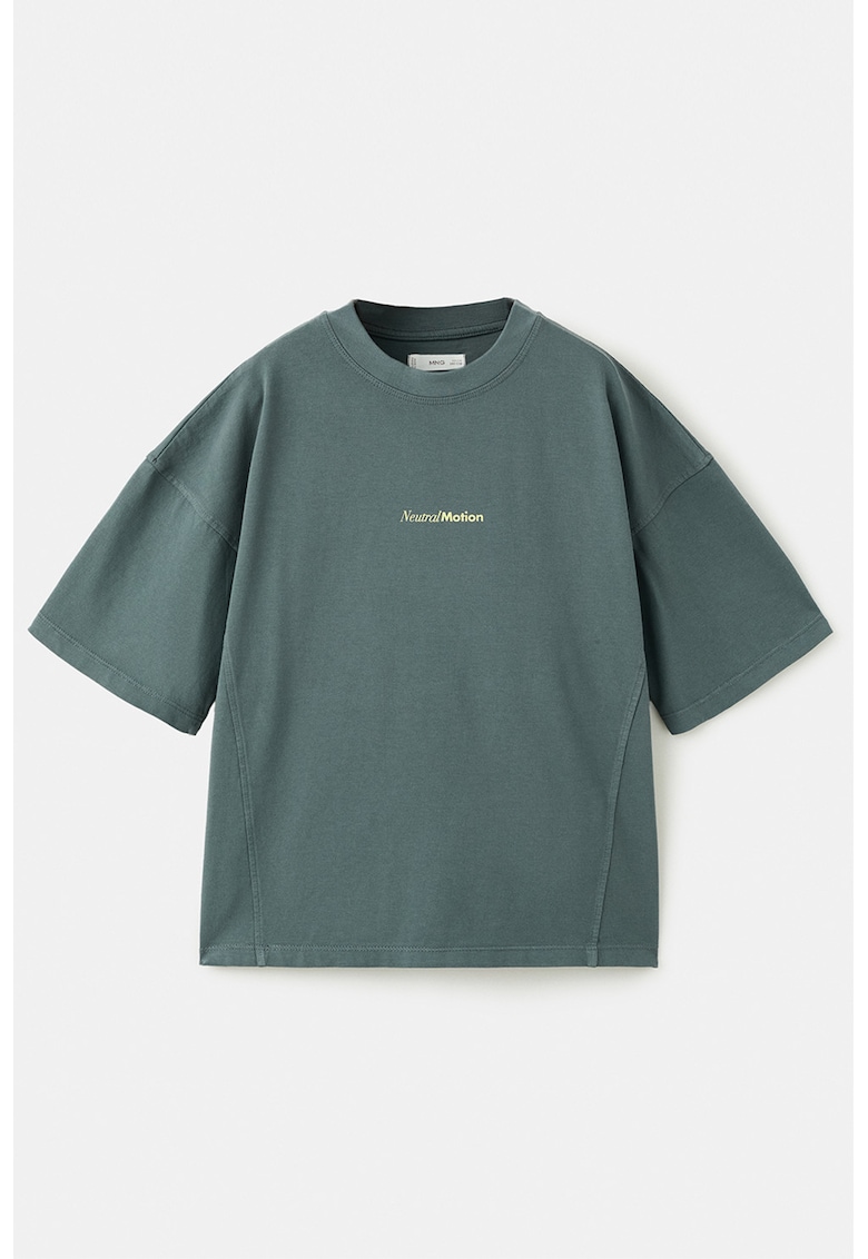 Tricou lejer cu imprimeu text - Verde feriga