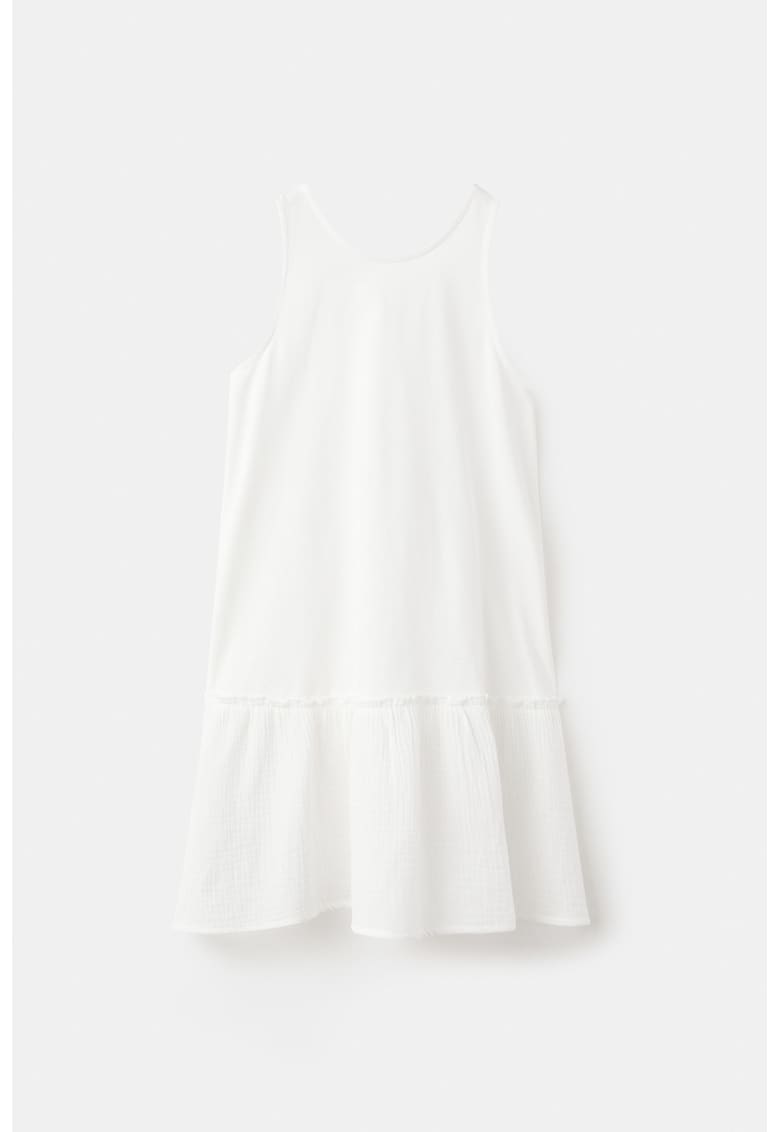 Rochie din bumbac fara maneci cu barete incrucisate pe partea din spate - Alb optic
