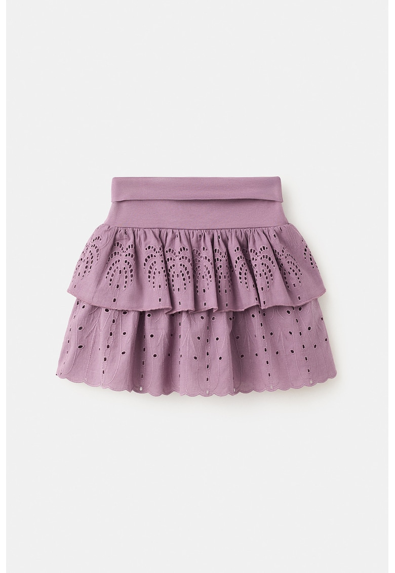 Fusta din dantela Sangallo cu volane - Violet