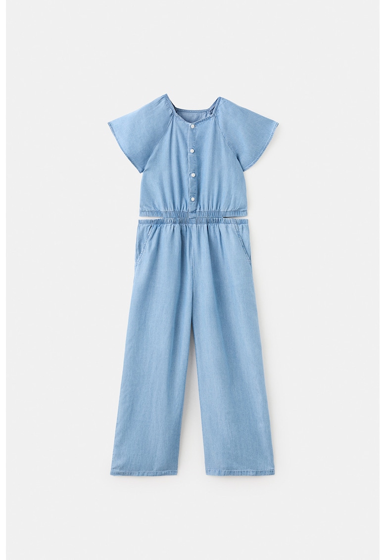 Salopeta din lyocell si denim cu slit lateral - Albastru pastel