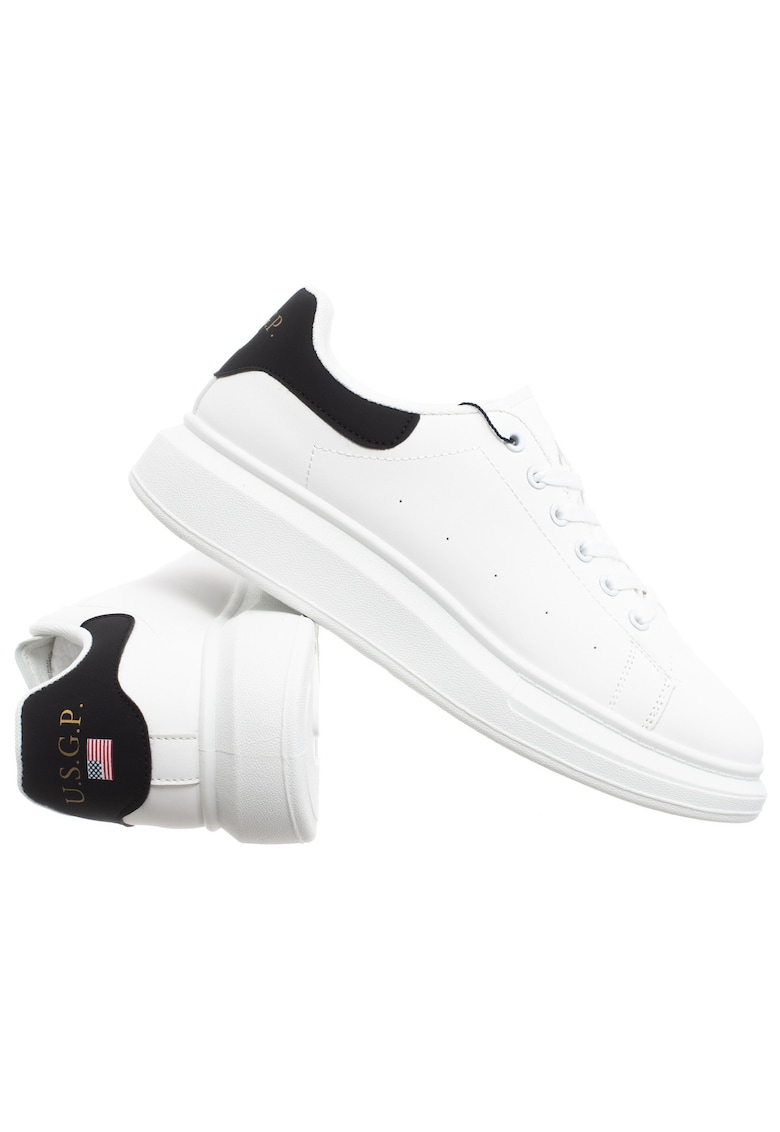 Pantofi sport din piele ecologica cu detaliu contrastant